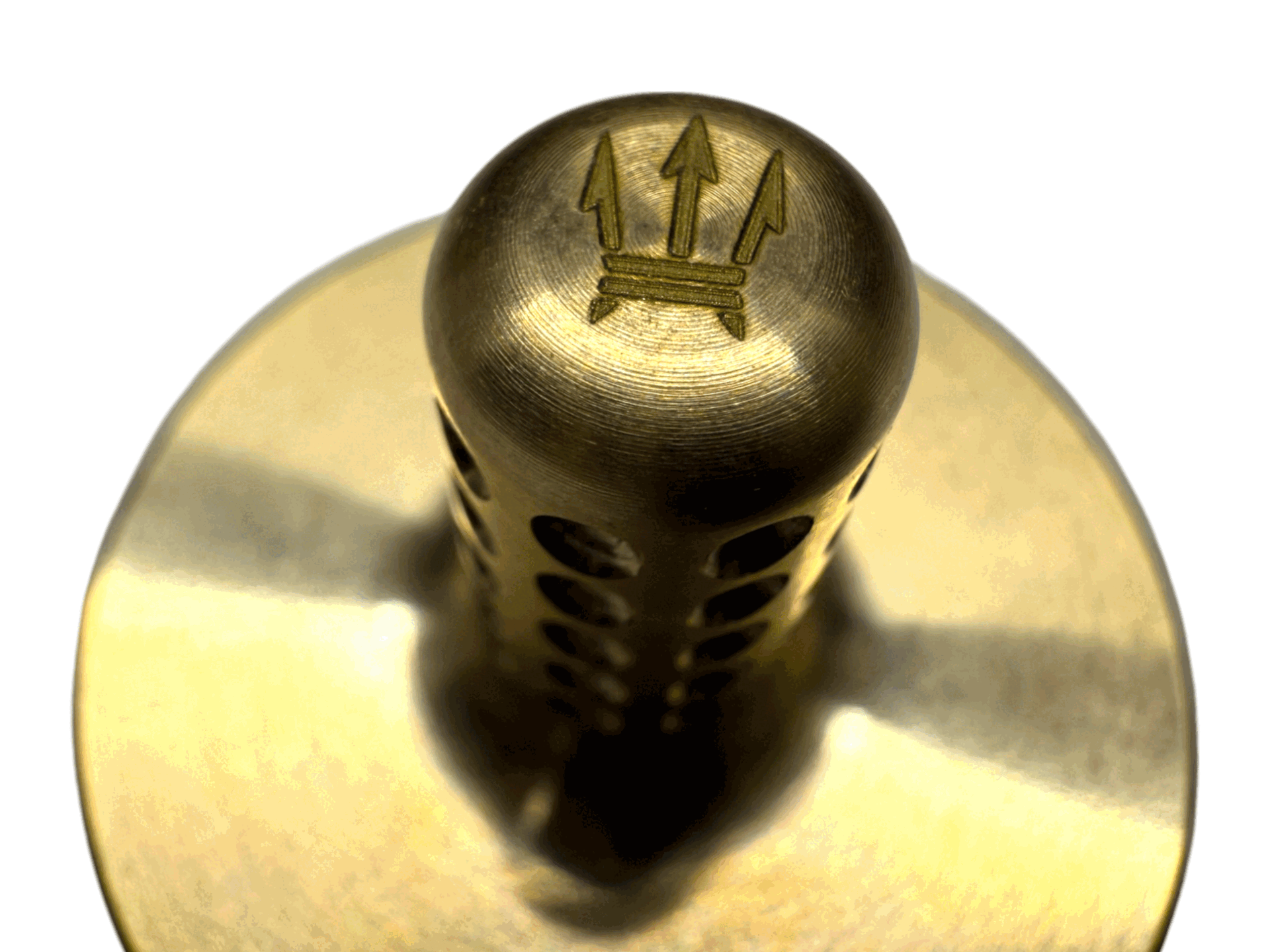 Tip Top - Tungsten / Brass - Spinning Top + Delrin Stand by Tip Top - Tungsten / Brass - Spinning Top + Delrin Stand by