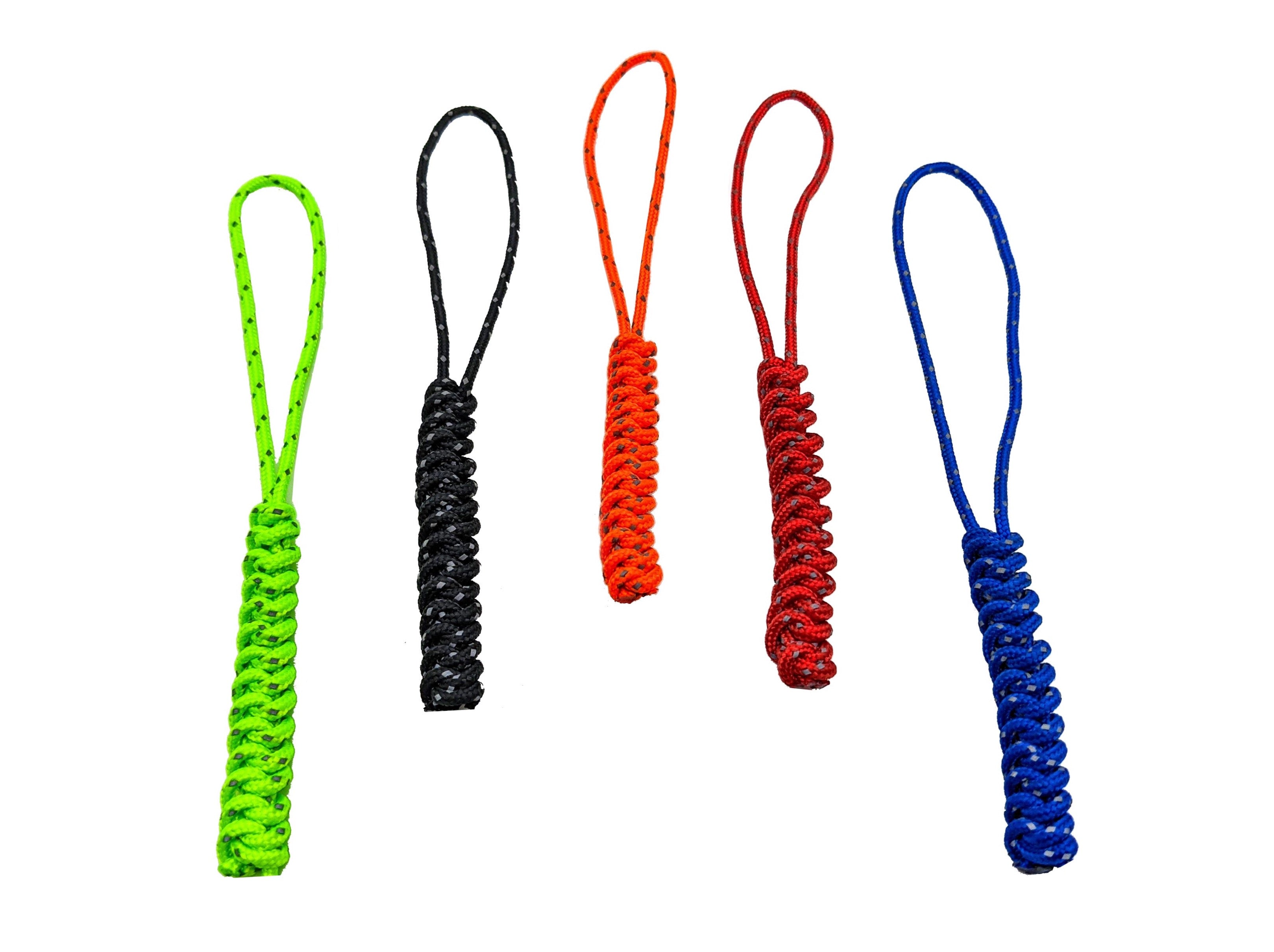 Paracord Reflective Red Zipper Pulls 5 Pack