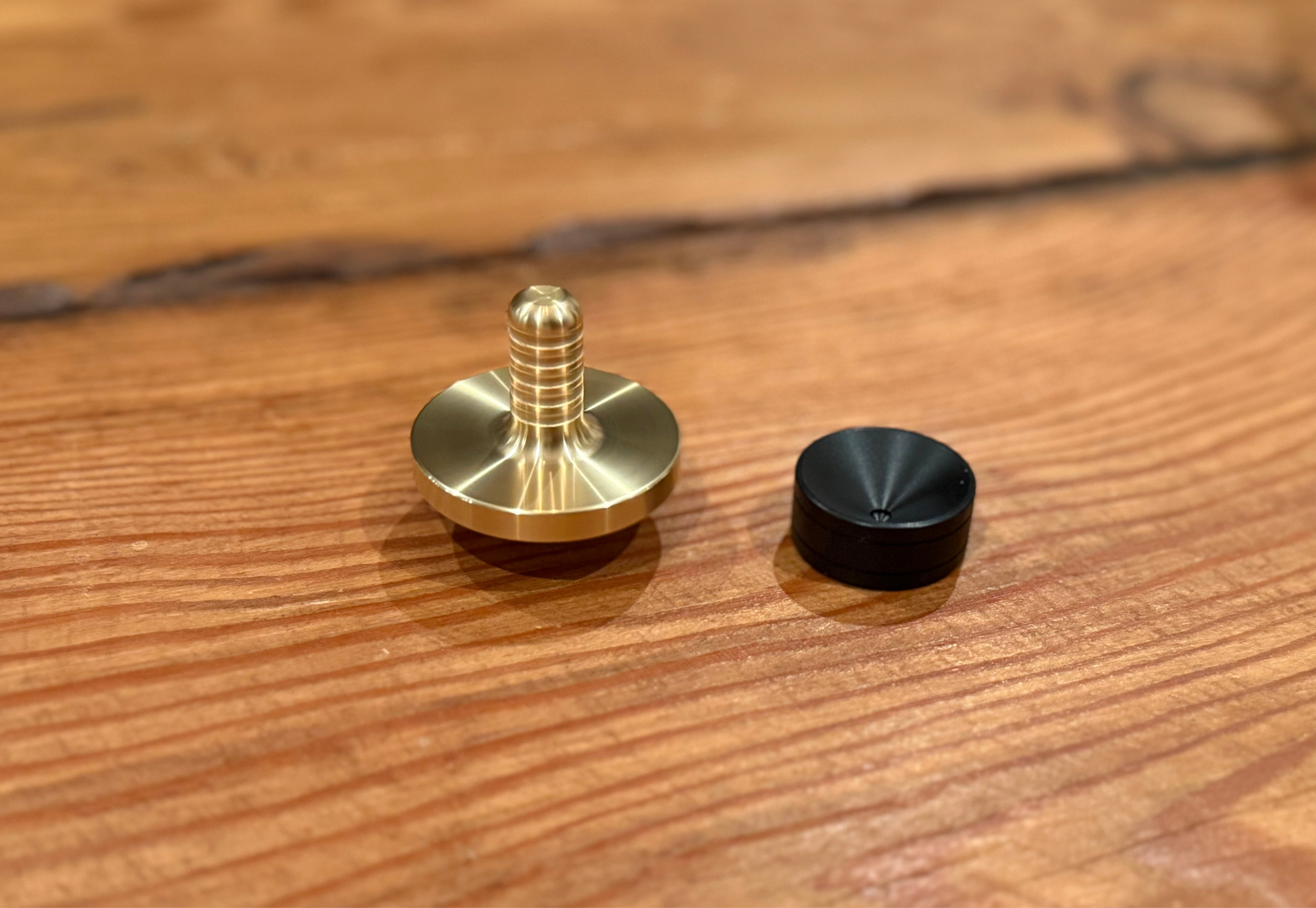 Tip Top - Tungsten / Brass - Spinning Top + Delrin Stand by Maratac®