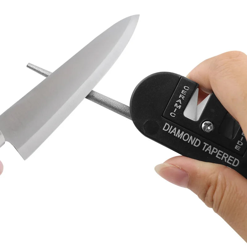 SharpTrio Pocket Knife Sharpener Tool ( Ceramic / Carbide / Diamond )