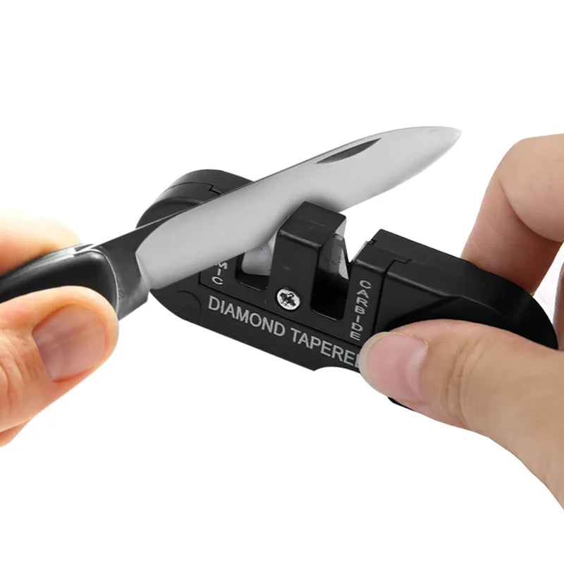 SharpTrio Pocket Knife Sharpener Tool ( Ceramic / Carbide / Diamond )