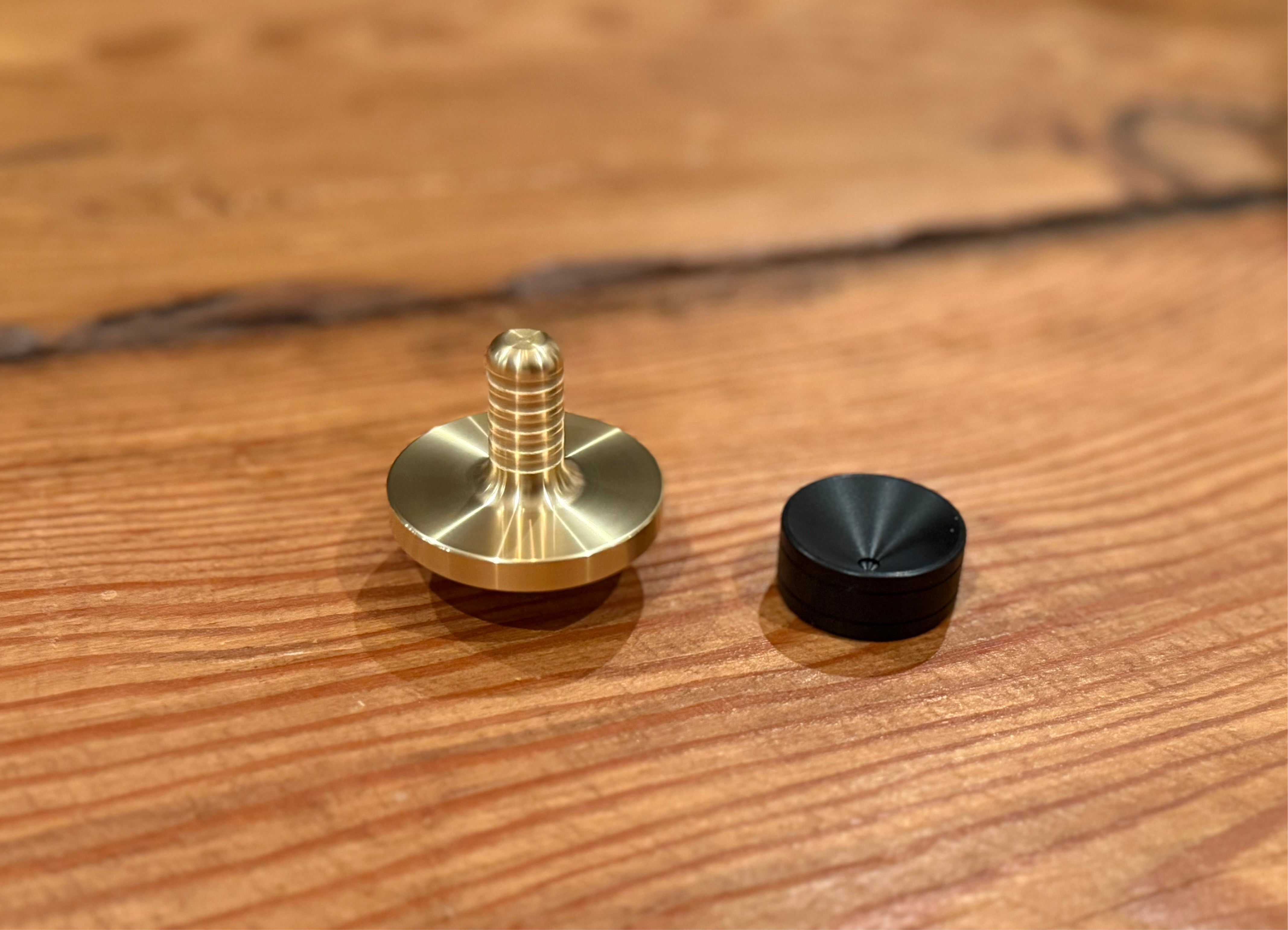 Tip Top - Tungsten / Brass - Spinning Top + Delrin Stand by Maratac®