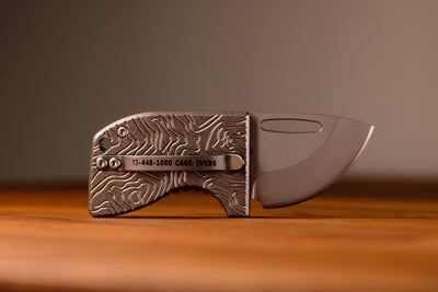 D2 Stub 2.0 Knife - Titanium Frame Lock & (( TOPO TITANIUM SCALES )) by Maratac®