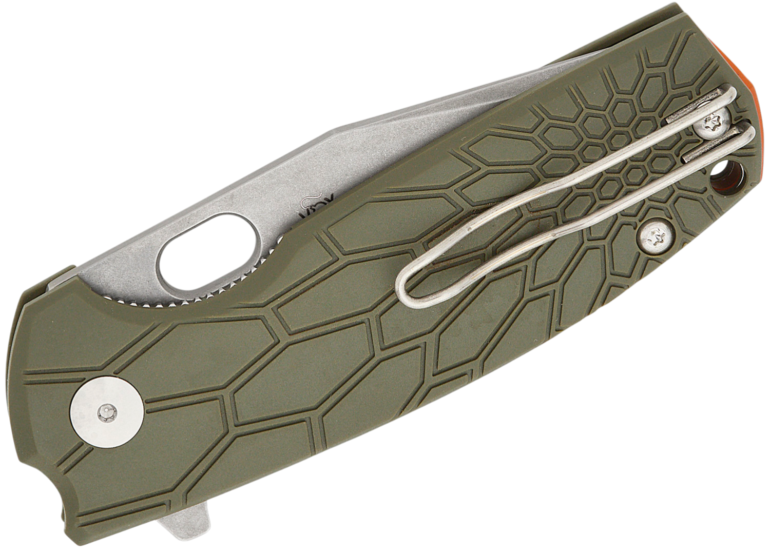 Fox ODS Jesper ( VOX Core 612 )- Liner Lock Flipper Knife 3.15" N690 Acid Stonewashed Tanto Blade, OD Green FRN Handles