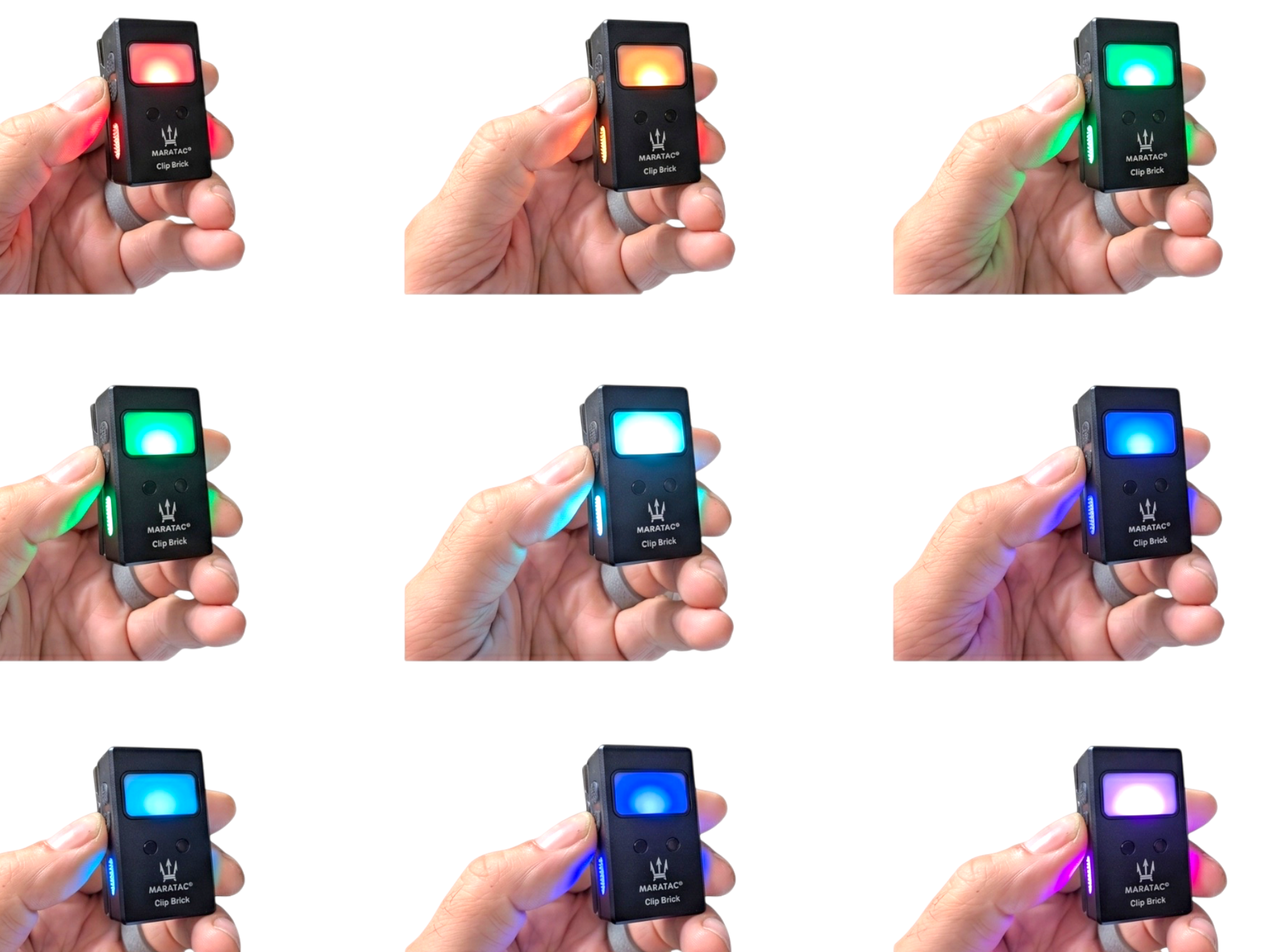 Clip Brick - LED Multifaceted RGB/ Flood / Spot Flashlight by Maratac® ( With Motion Sensing ) Coming Soon!