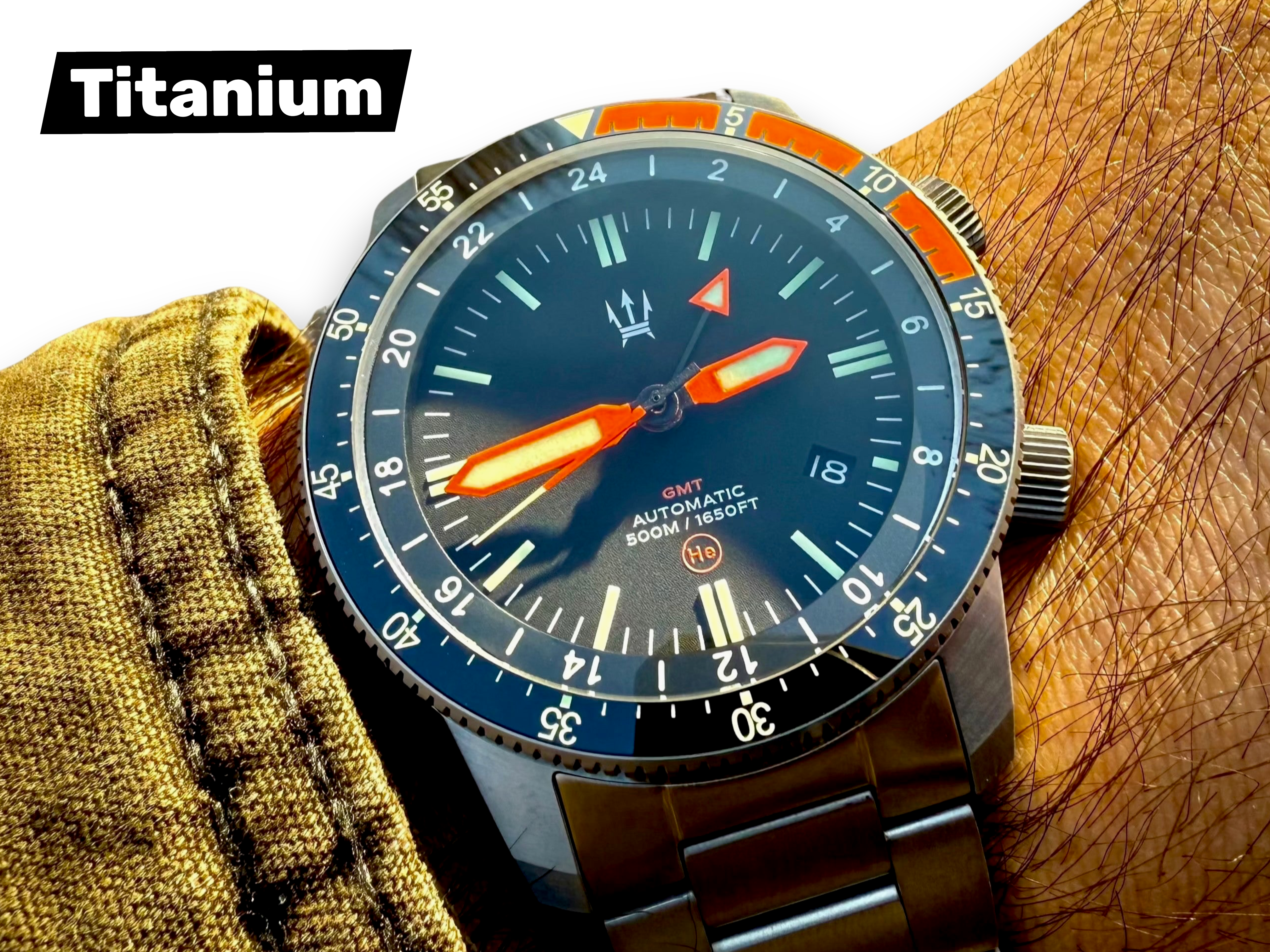 500M Alto Mare 42mm 9075 GMT - Titanium Automatic Watch - by Maratac®