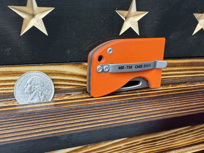 D2 Stub 2.0 Knife - Titanium Frame Lock & (( Orange G10 )) by Maratac®