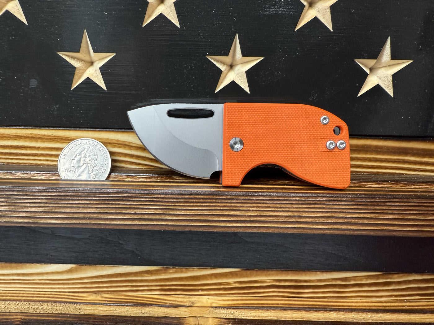 D2 Stub 2.0 Knife - Titanium Frame Lock & (( Orange G10 )) by Maratac®