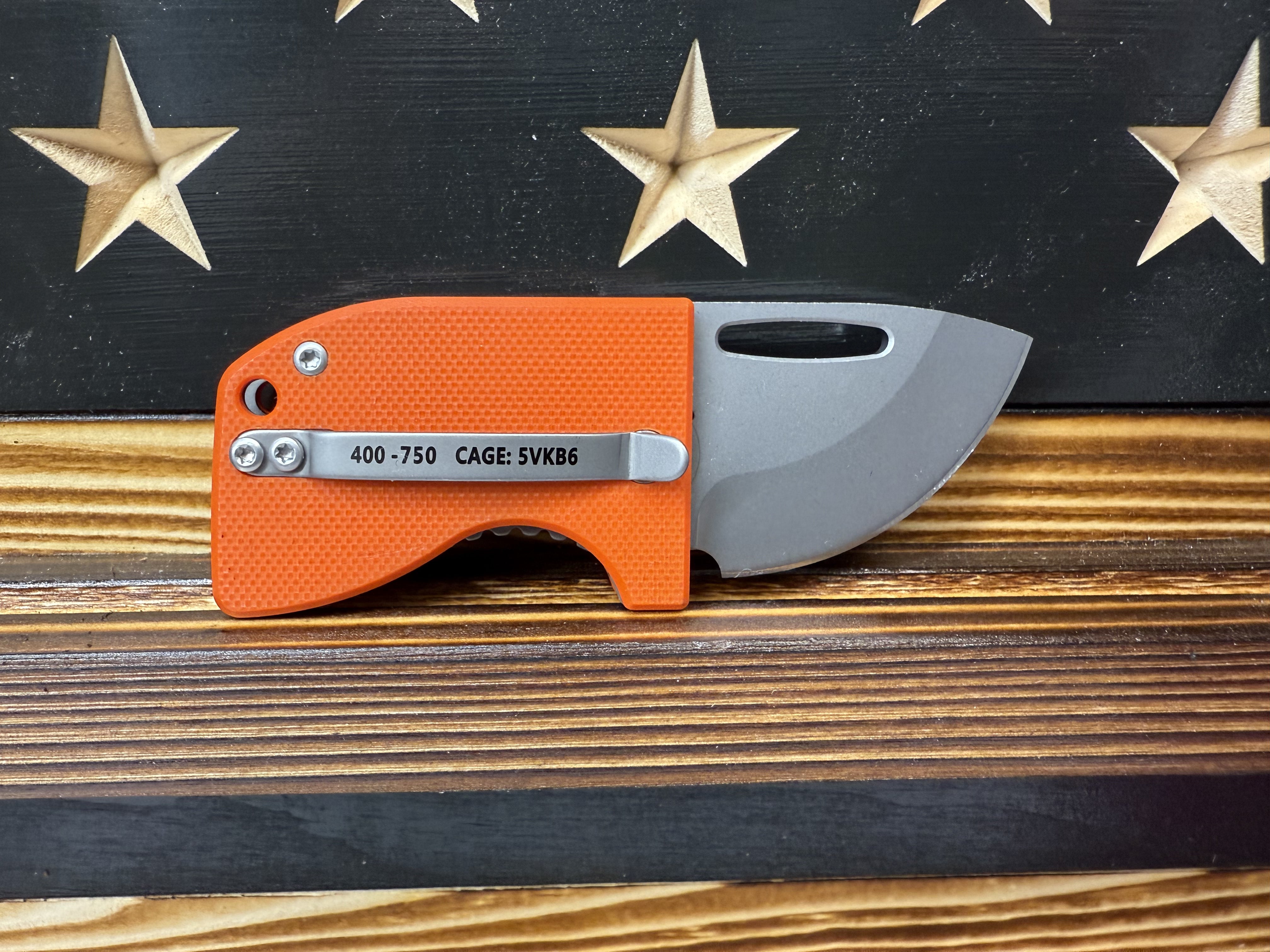 D2 Stub 2.0 Knife - Titanium Frame Lock & (( Orange G10 )) by Maratac®