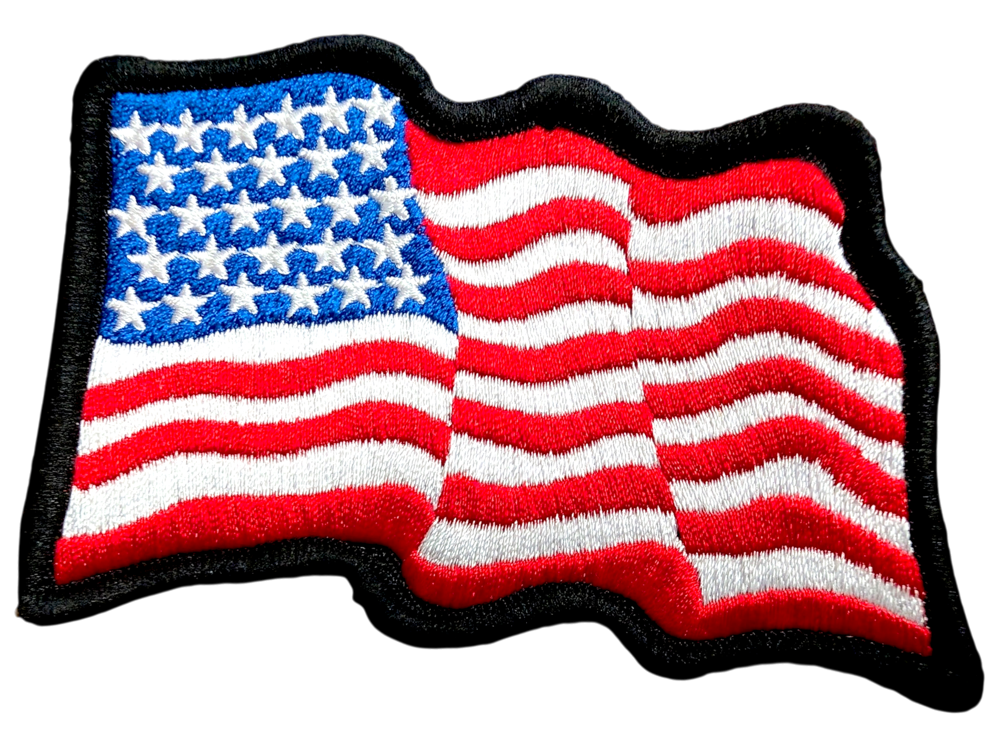 Billowing Embroidered US Flag 4x2.5" Patch