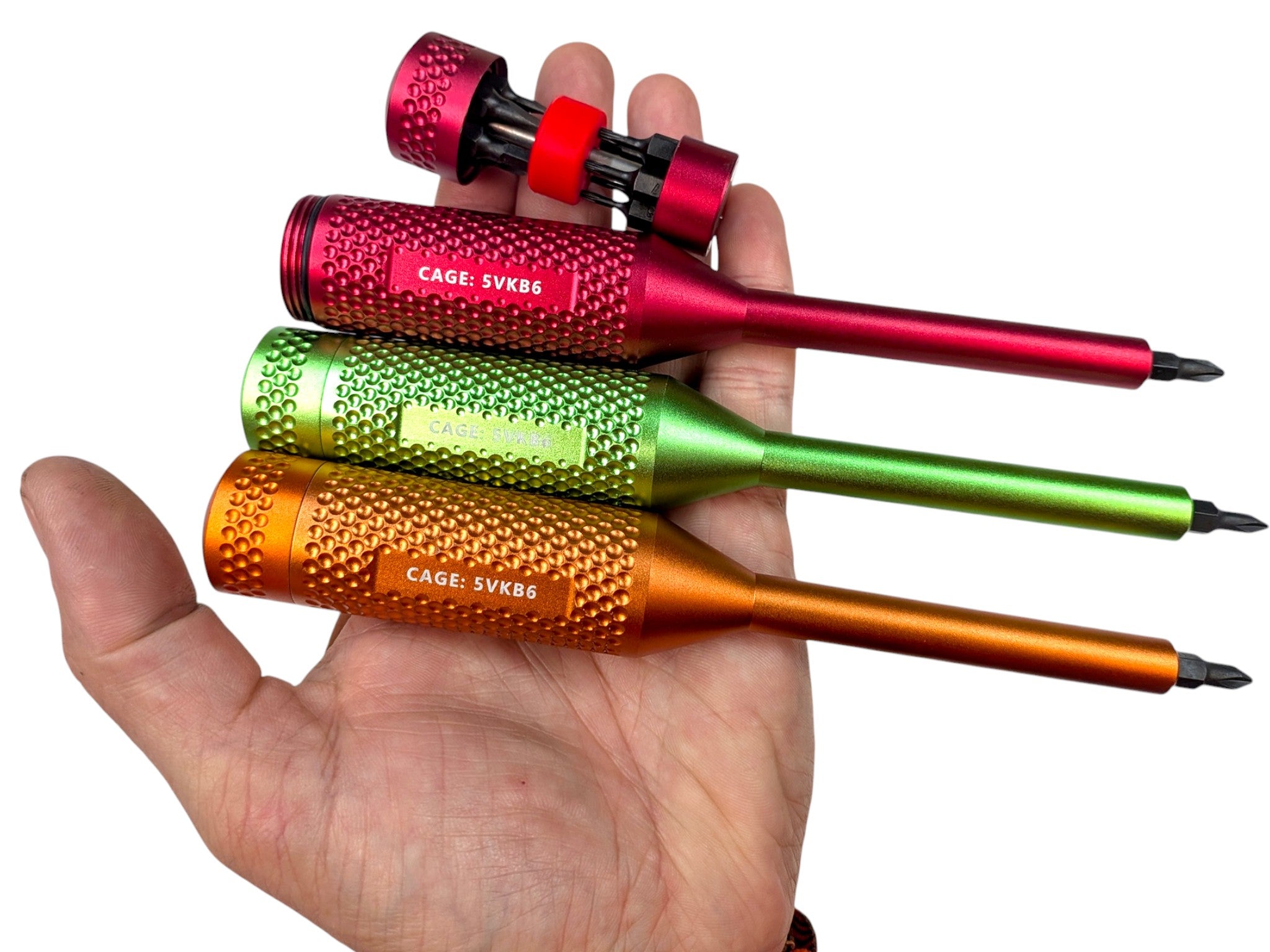 Hi-VIZ - TYPE III Anodized Aviation Multi-Bit Screwdriver + Minimalist Sheath - Gen 2 ( 3 Variants ) New!