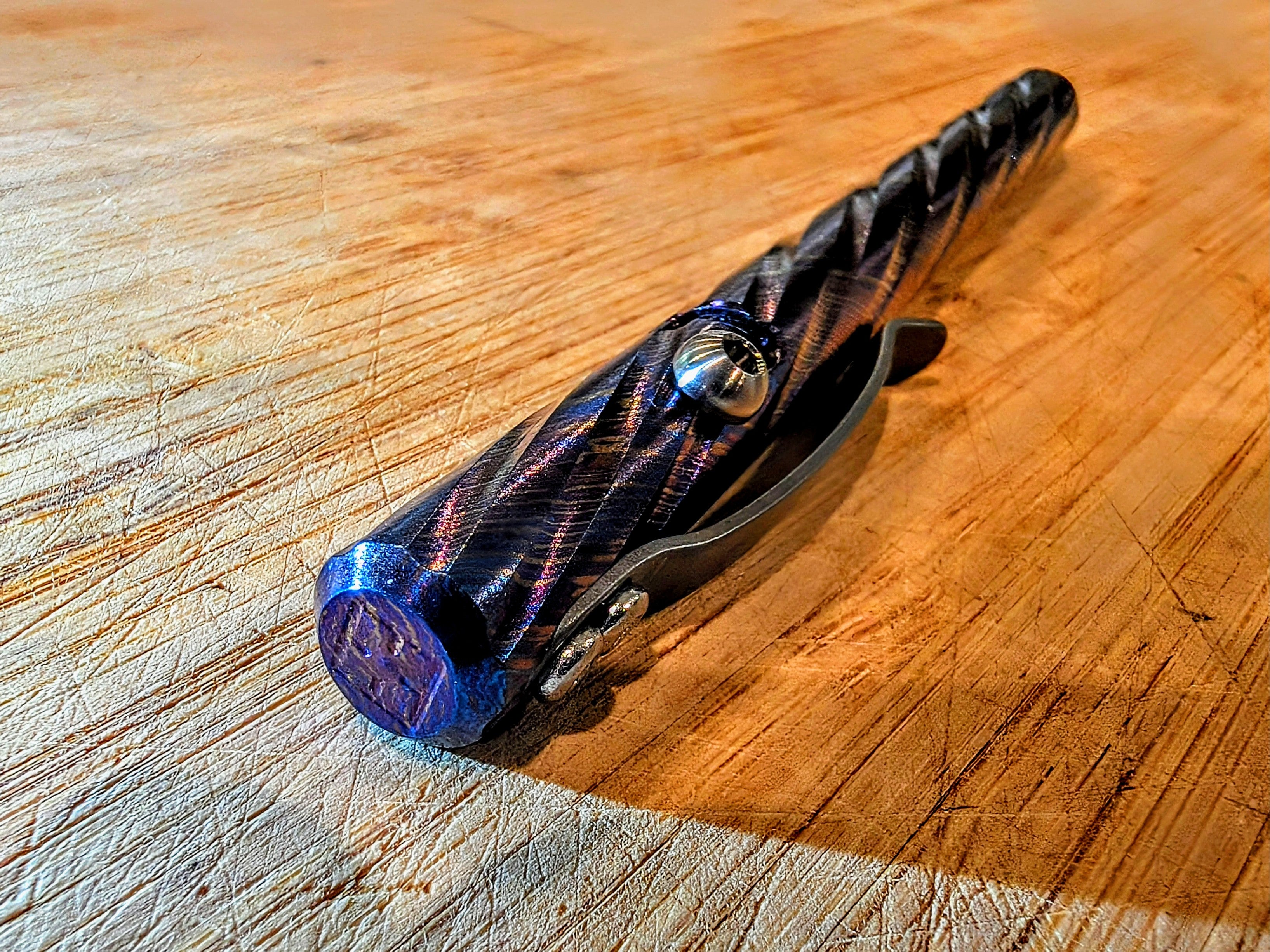 Timascus Bolt Action Pen - MaxMadCo Design - Spiral - Plasma Finish - ( Limited Batch 2 Coming Soon )