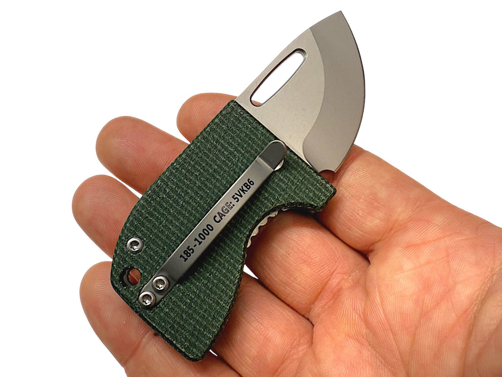 D2 Stub 2.0 Knife - Titanium Frame Lock & (( Canvas Micarta )) by