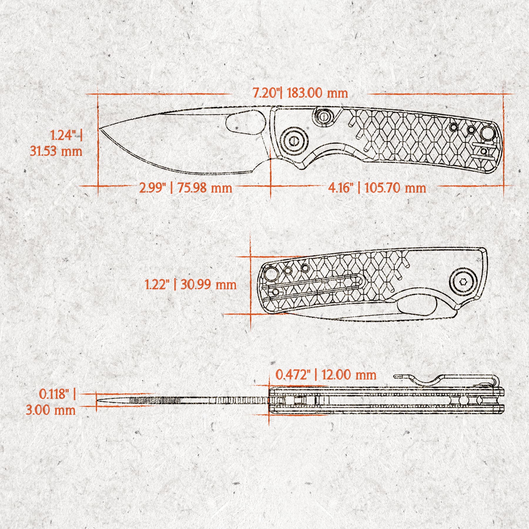 Porcupine- Top Liner Lock Knife by Vosteed (2.99" Blade ( Limited Overrun - Coming Soon! )