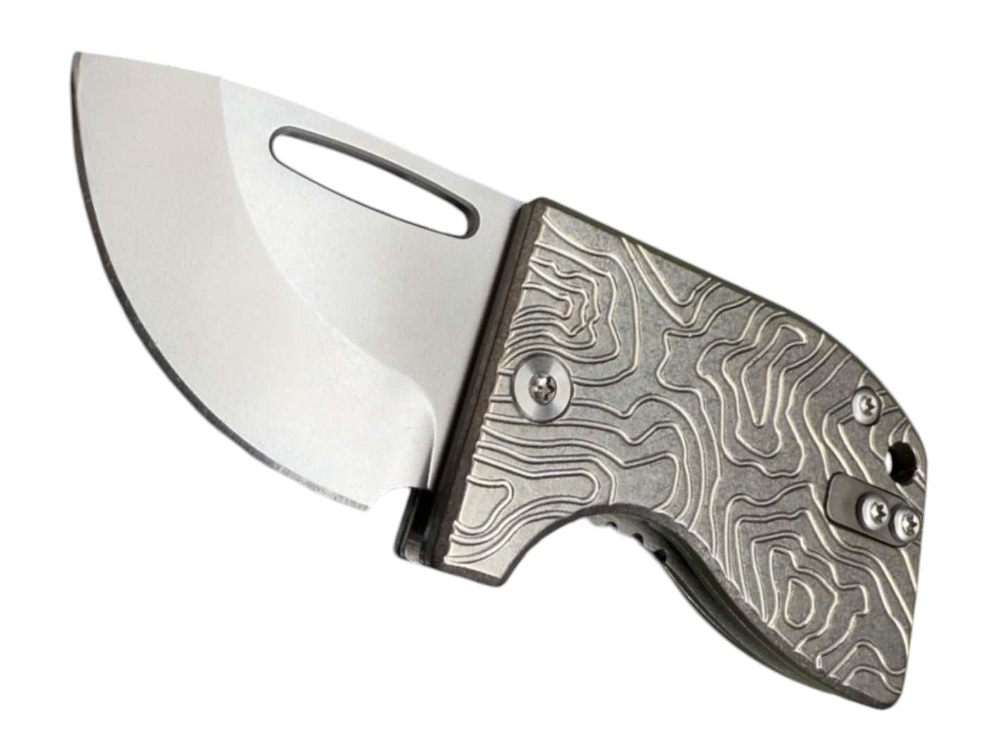 D2 Stub 2.0 Knife - Titanium Frame Lock & (( TOPO TITANIUM SCALES )) by Maratac®