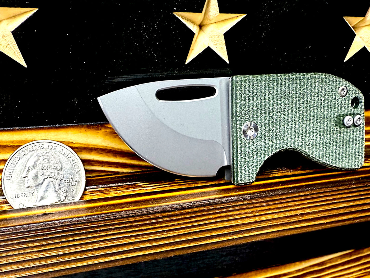 D2 Stub 2.0 Knife - Titanium Frame Lock & (( Canvas Micarta )) by Maratac®