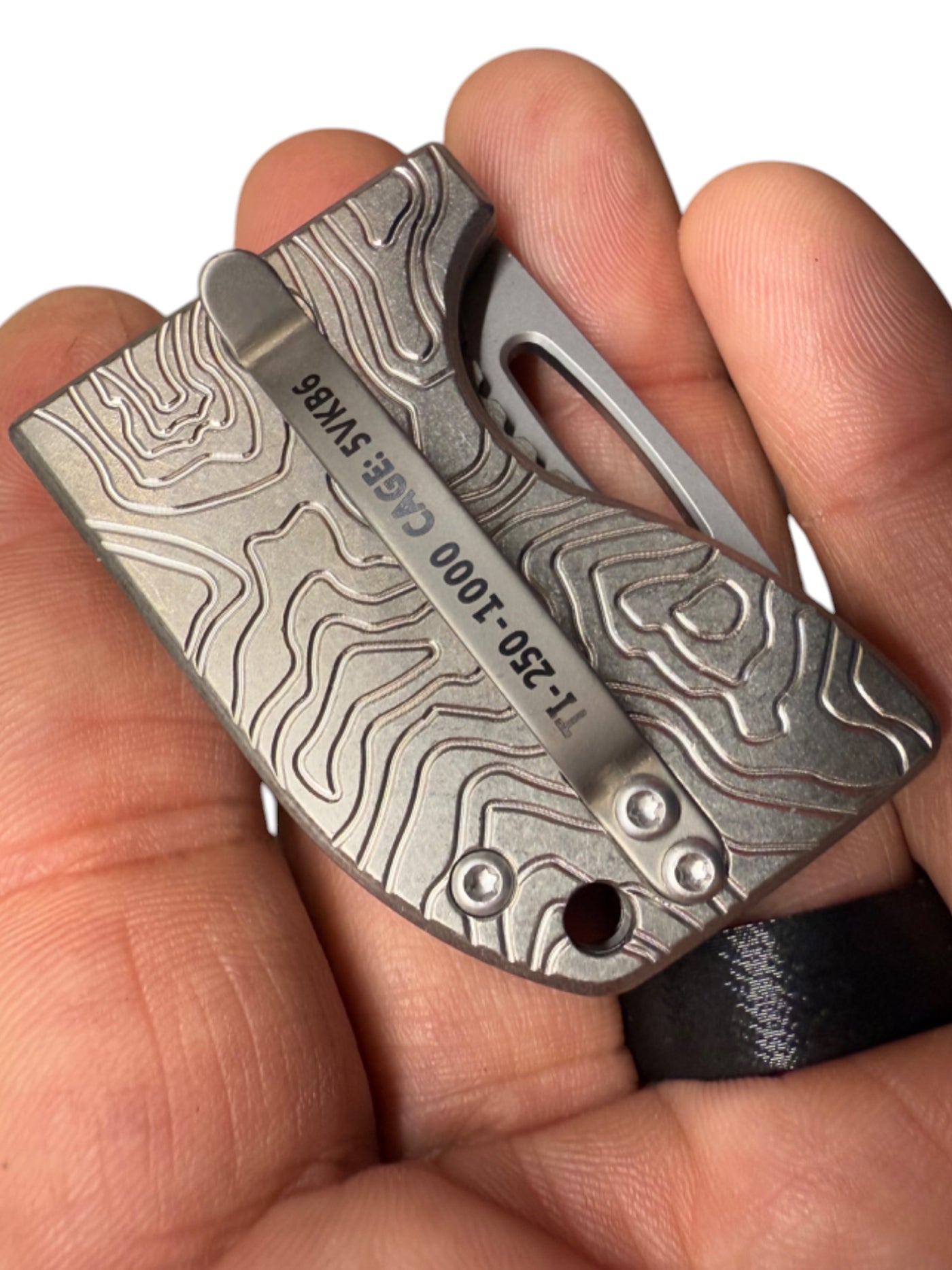 D2 Stub 2.0 Knife - Titanium Frame Lock & (( TOPO TITANIUM SCALES )) by Maratac®