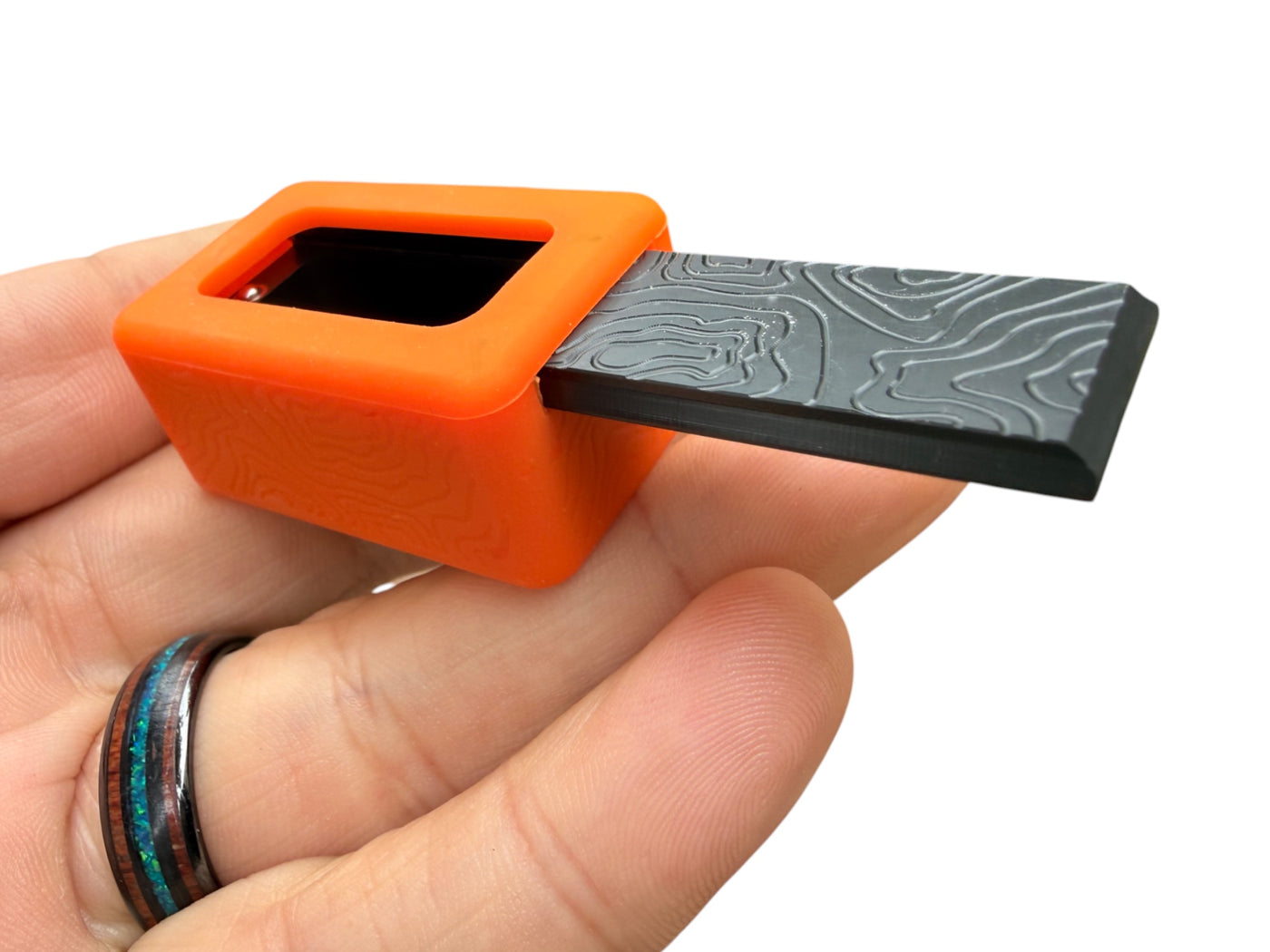 Tiny Delrin Pocket Box - ( Gen 3 ) Topo + Orange Silicone Holder