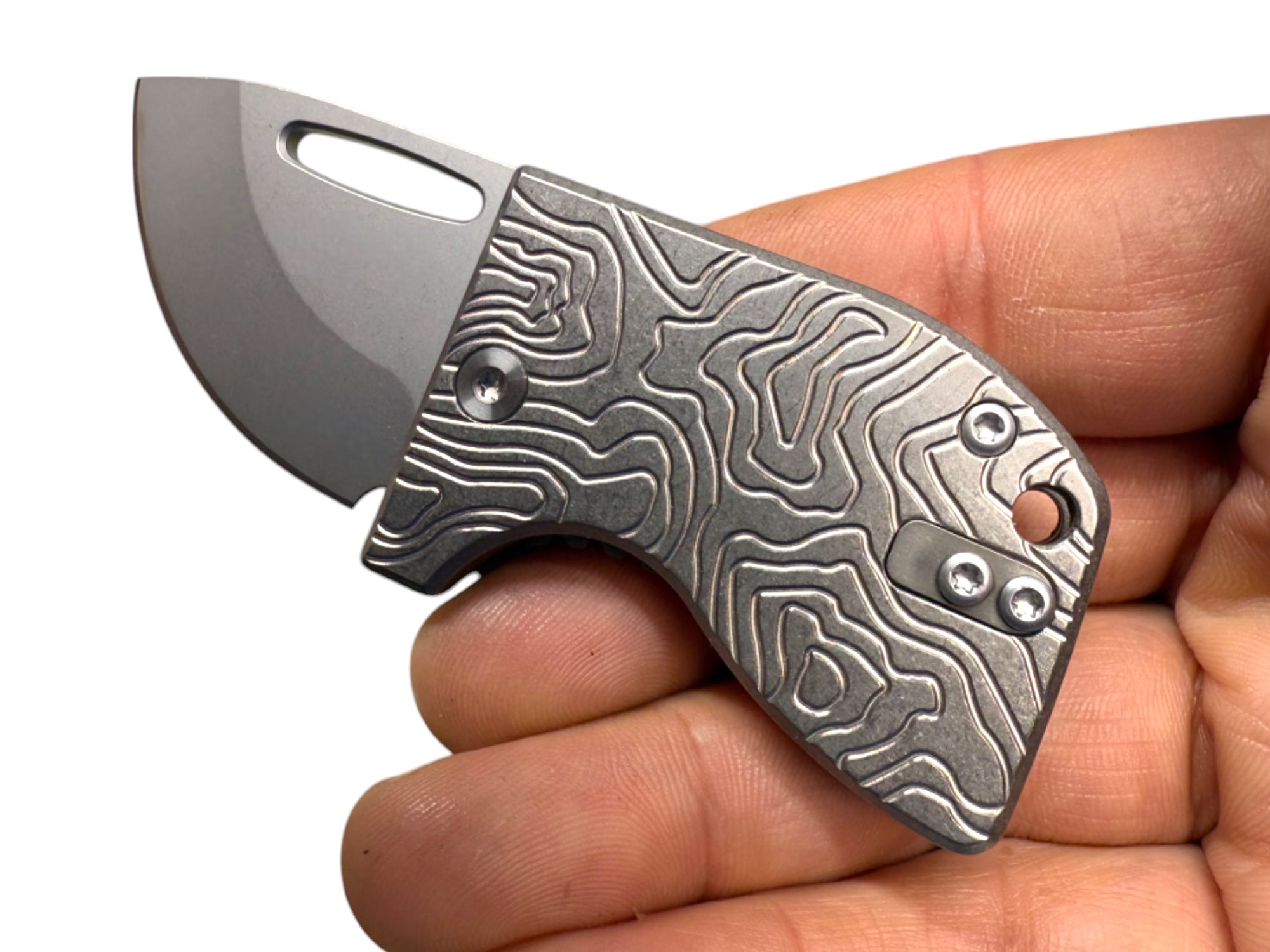 D2 Stub 2.0 Knife - Titanium Frame Lock & (( TOPO TITANIUM SCALES )) by Maratac®