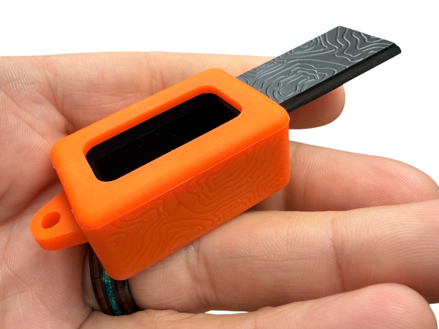 Tiny Delrin Pocket Box - ( Gen 3 ) Topo + Orange Silicone Holder