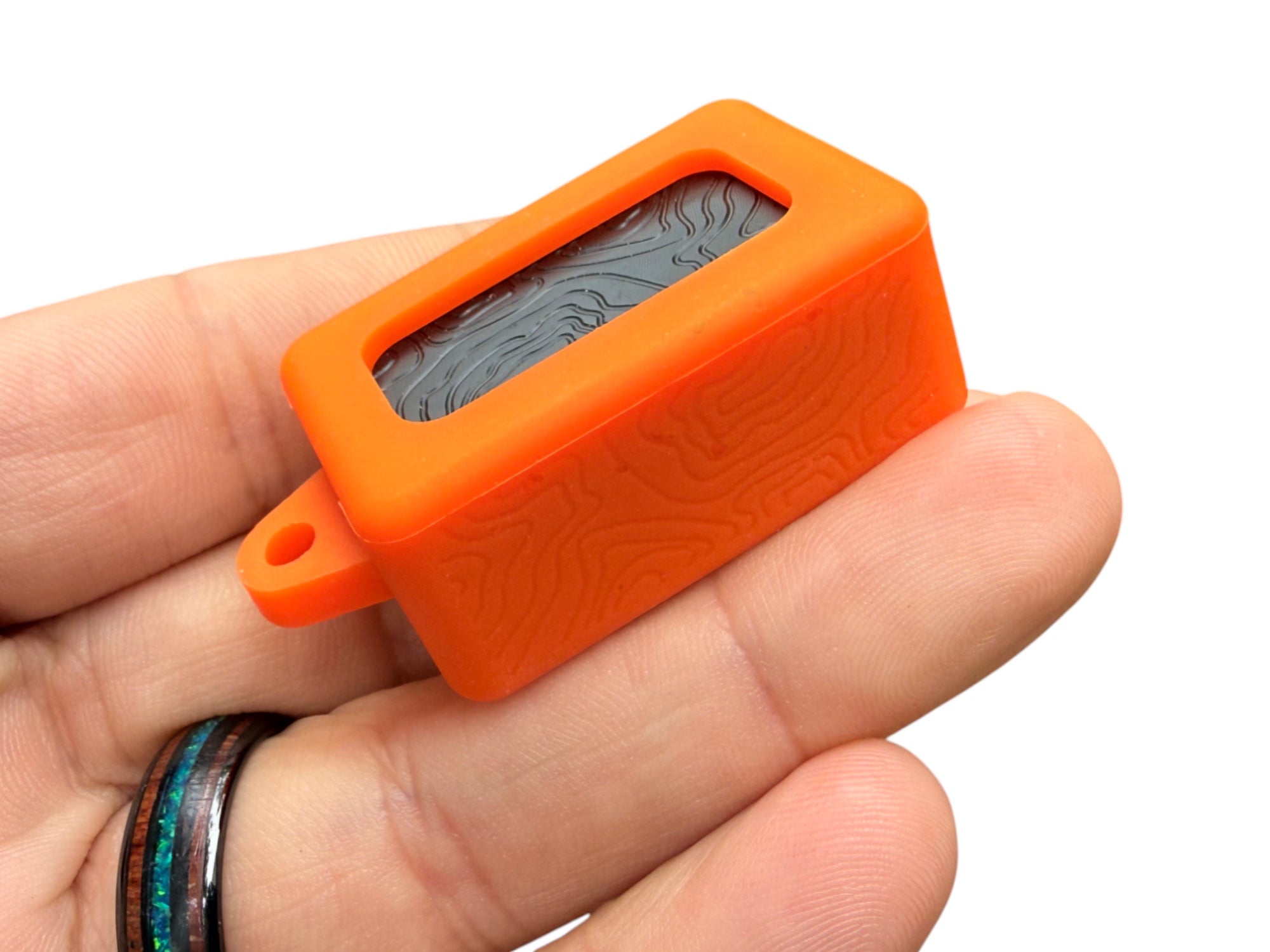 Tiny Delrin Pocket Box - ( Gen 3 ) Topo + Orange Silicone Holder