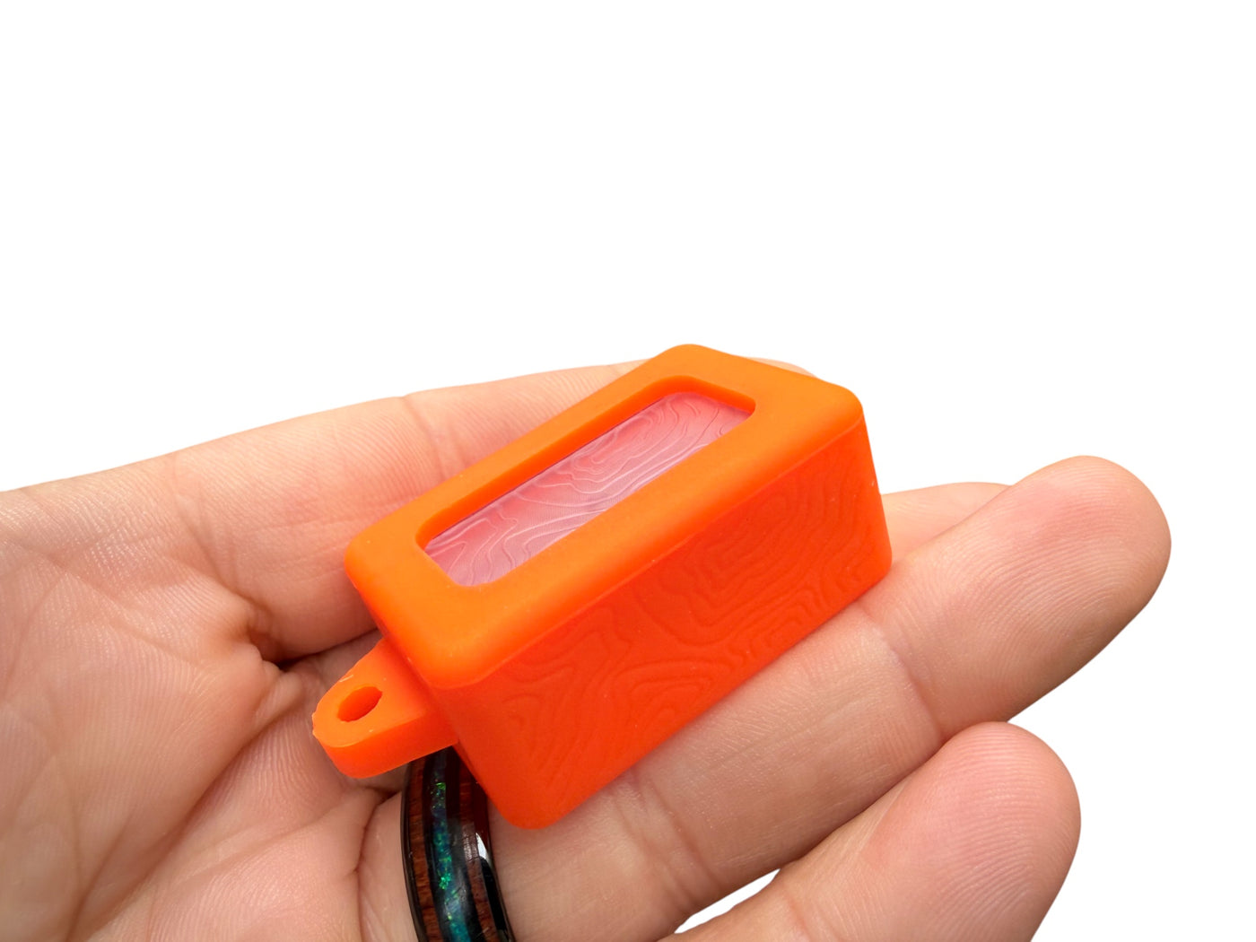 Tiny Polycarbonate Pocket Box - Gen 3 Topo + Orange Silicone Holder