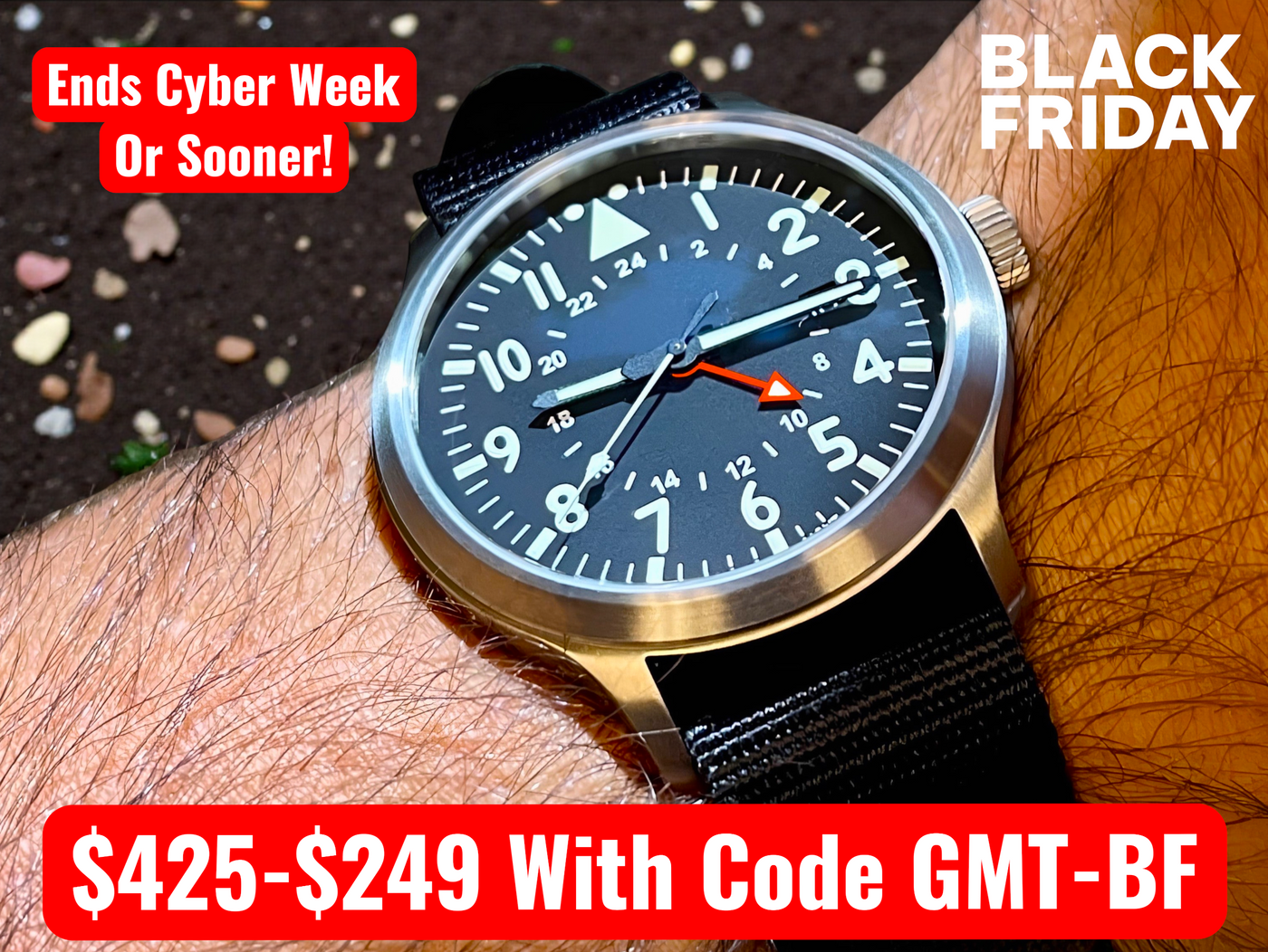 44mm Large Titanium GMT Watch by Maratac® + Date Window - GEN 2 🚨 In Stock! 🚨