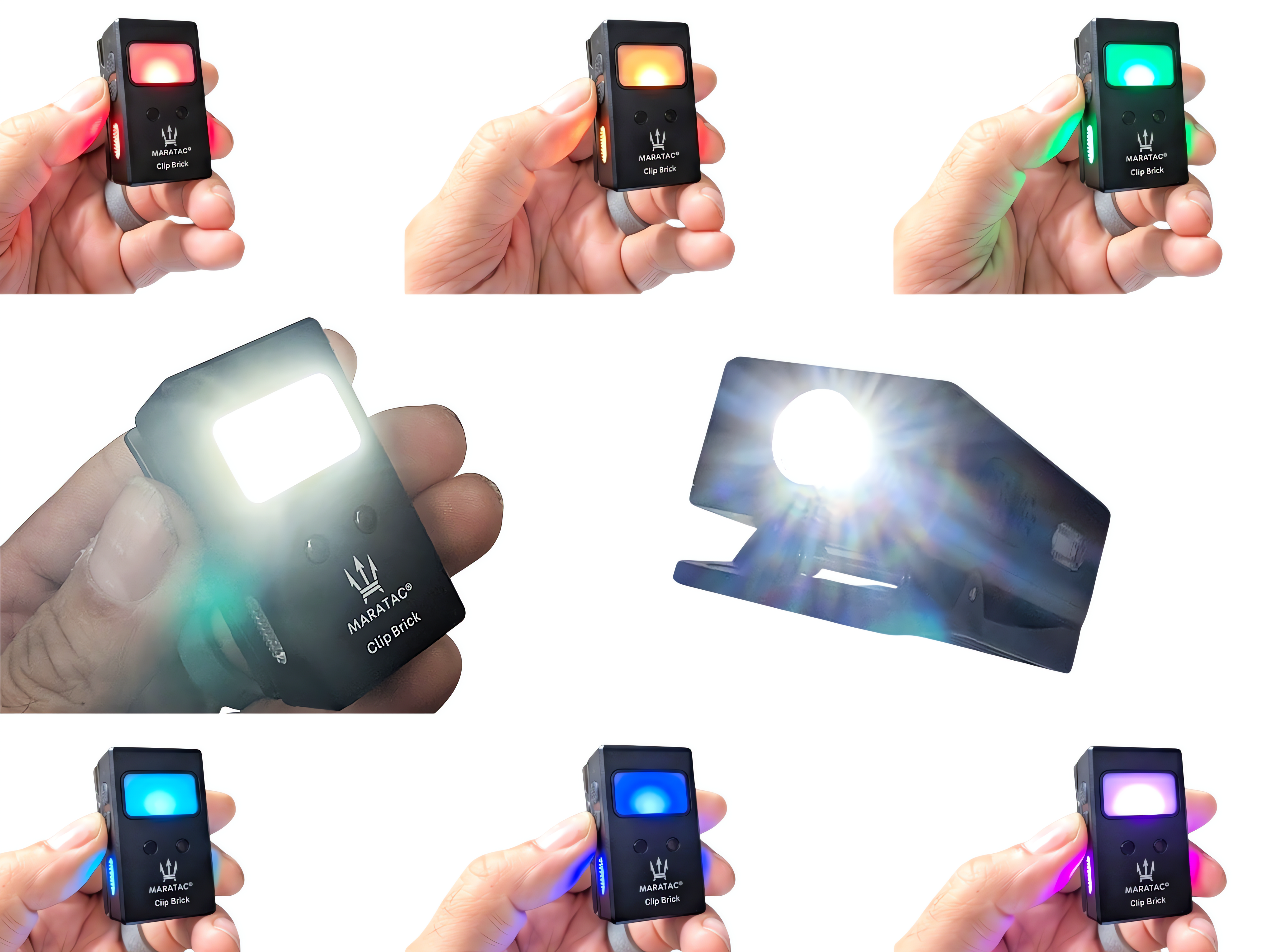 Clip Brick - LED Multifaceted RGB/ Flood / Spot Flashlight by Maratac® ( With Motion Sensing ) Coming Soon!