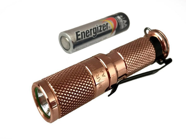 copper flashlight rechargeable ReyLight LAN Killzone Flashlights 700LM brightness Copper Flat Flashlight