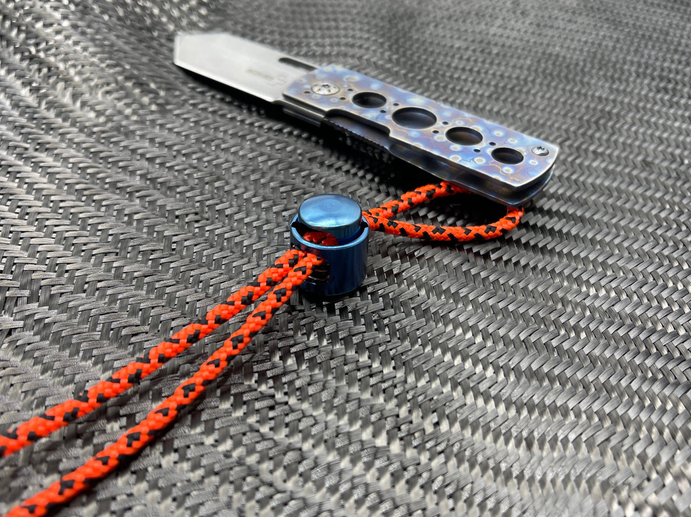 Titanium Double Cord Lock -  Blue Anodized