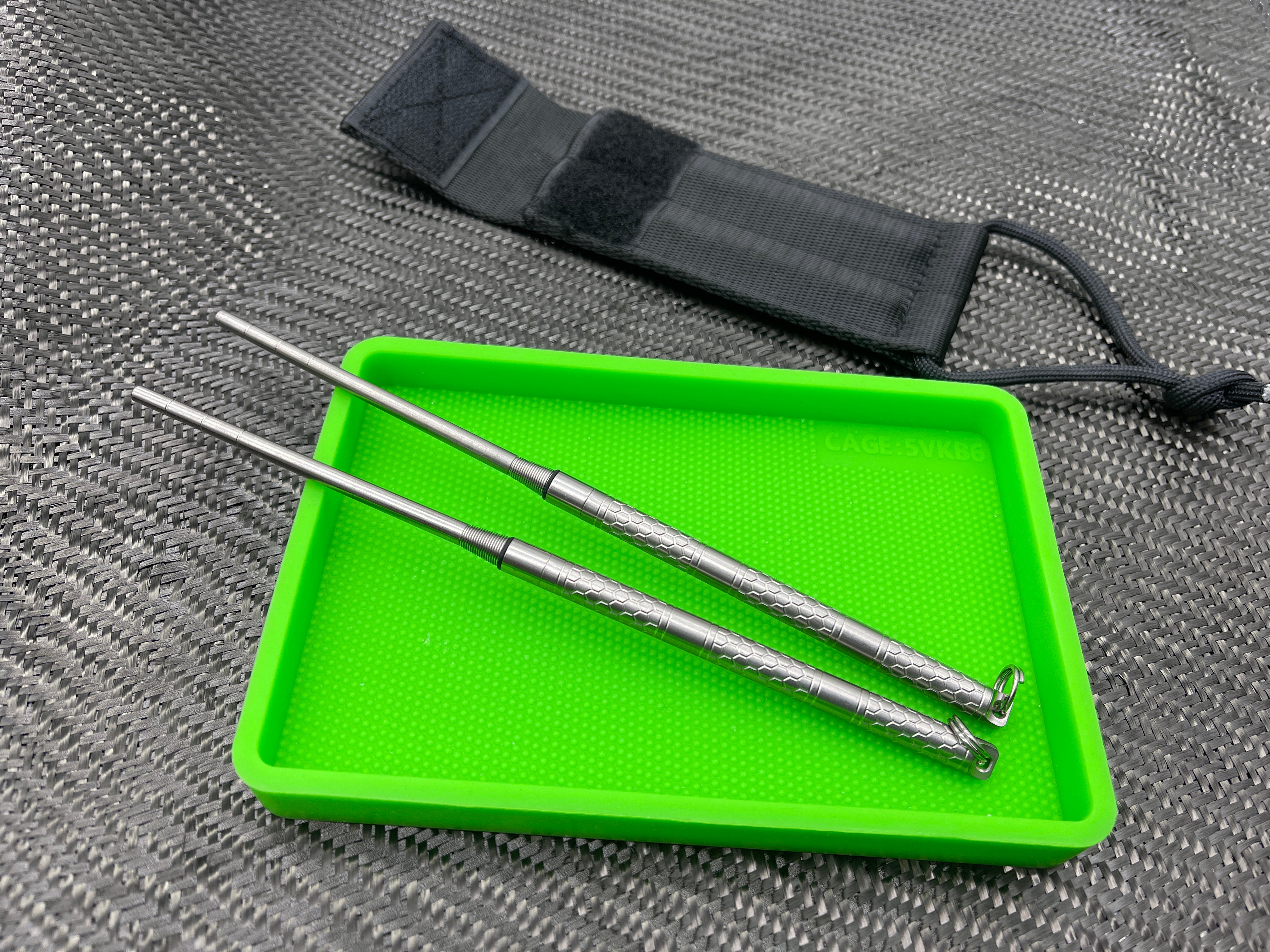 2-in-1 Titanium Folding Chopsticks with Hidden Toothpick by Jing