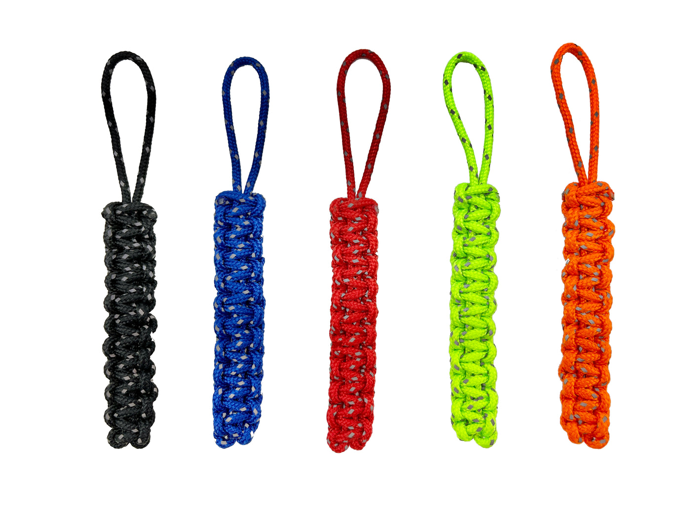 Paracord Reflective Red Zipper Pulls 5 Pack
