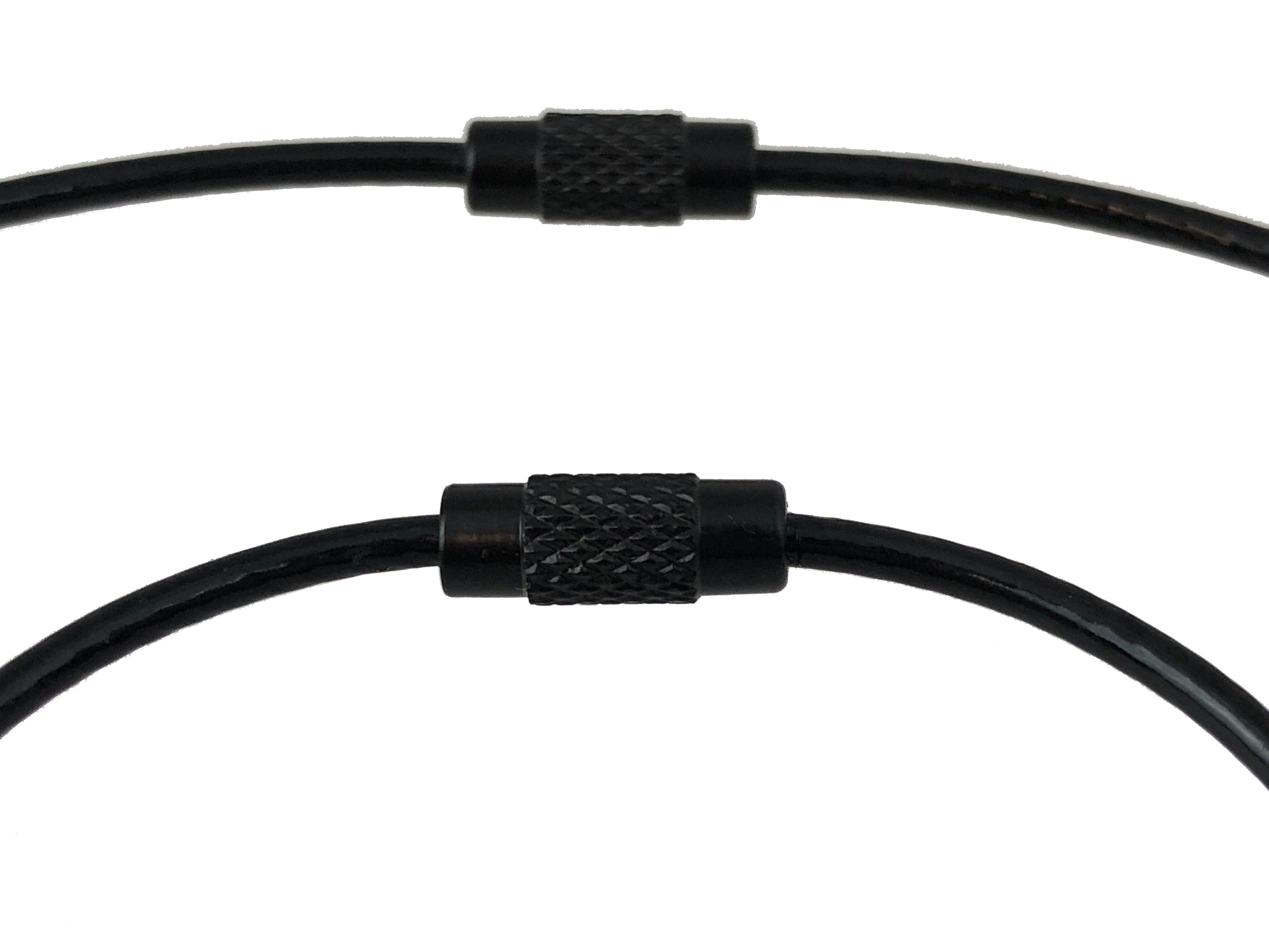 Extra Thick Keychain Cable Black Silicone coated Clasp Key Ring
