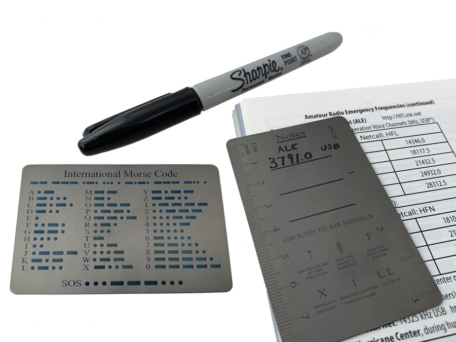 Titanium COMM Card - International Morse Code / SOS / Notes / Measurement - CountyComm