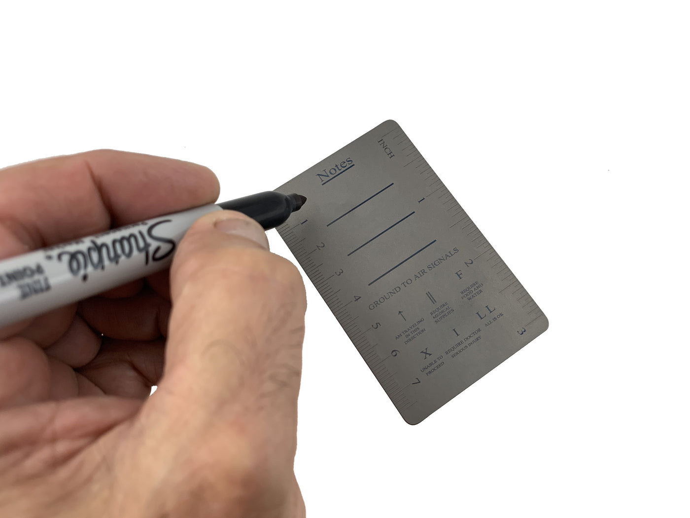Titanium COMM Card - International Morse Code / SOS / Notes / Measurement - CountyComm